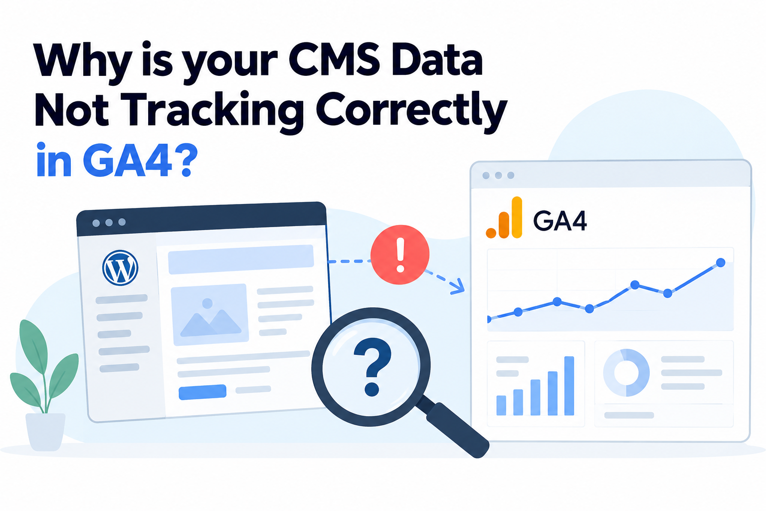 WordPress CMS data connection to GA4 showing a tracking error