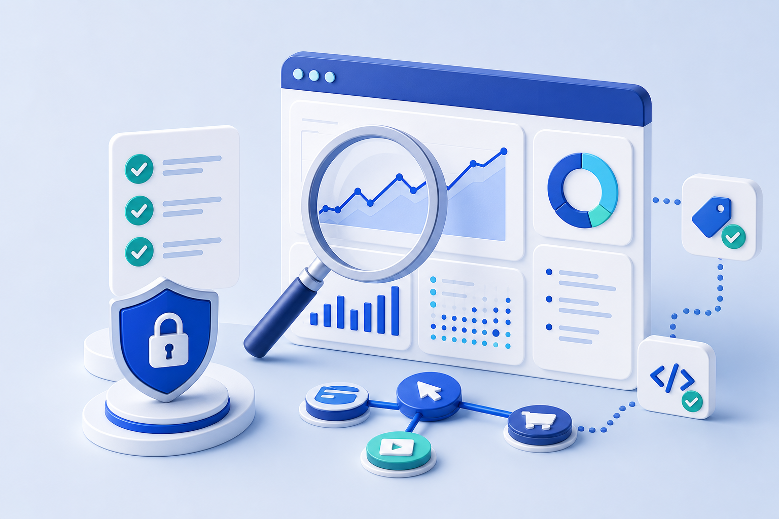 Analytics audit dashboard with validation, privacy and event tracking checks